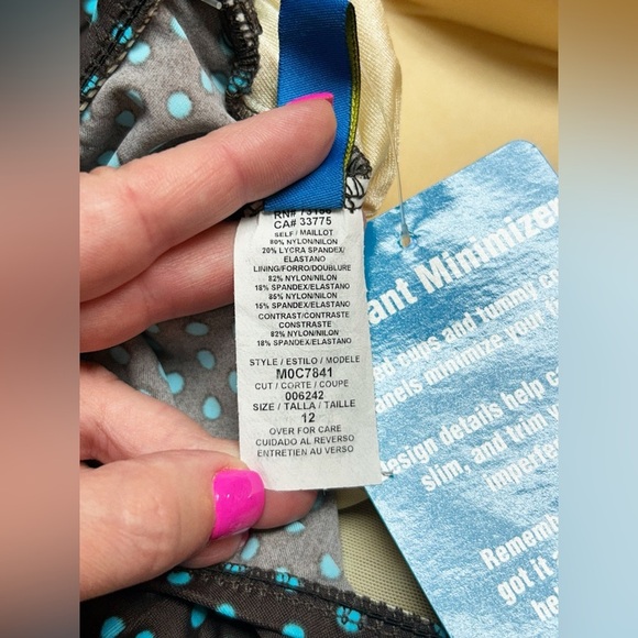 Maxine Polka Dot One Piece Swim Dress Swimsuit Size 12 NWT - Picture 3 of 8